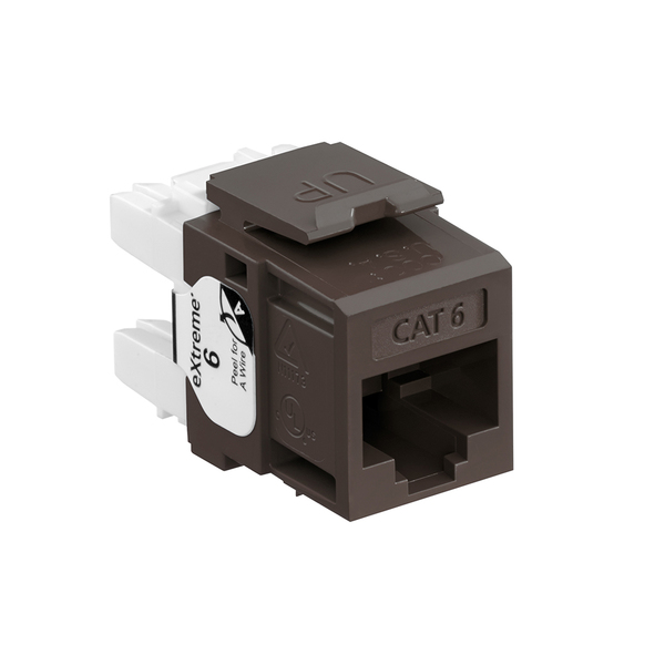 Leviton 1-Port Mod Jack 110 8W8P Utp, T568A/B Cat6 Quickport, Extreme 6+ Brown 61110-RB6